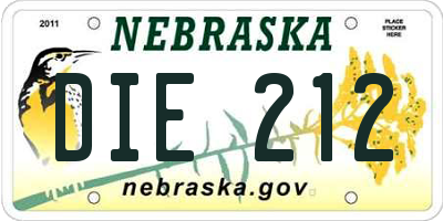 NE license plate DIE212