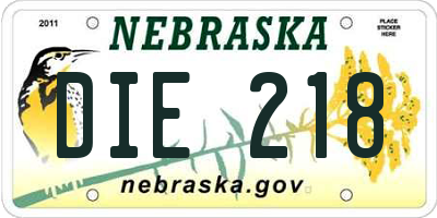 NE license plate DIE218