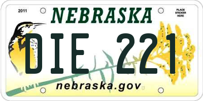 NE license plate DIE221