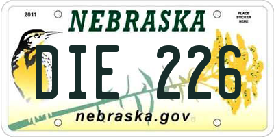 NE license plate DIE226