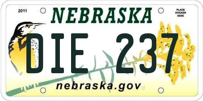 NE license plate DIE237
