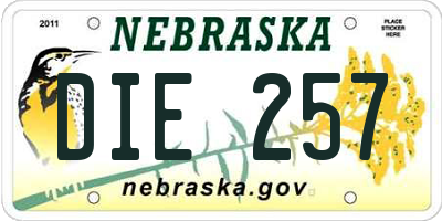 NE license plate DIE257