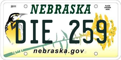 NE license plate DIE259