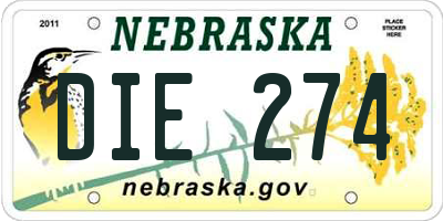 NE license plate DIE274