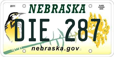 NE license plate DIE287