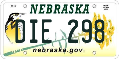 NE license plate DIE298
