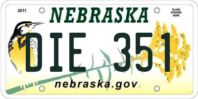 NE license plate DIE351