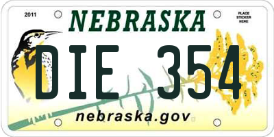 NE license plate DIE354