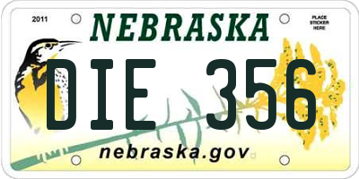 NE license plate DIE356
