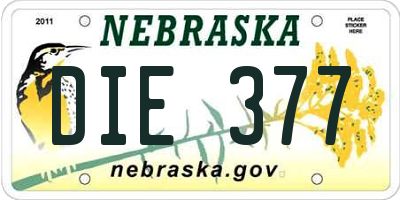 NE license plate DIE377