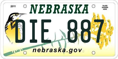 NE license plate DIE887