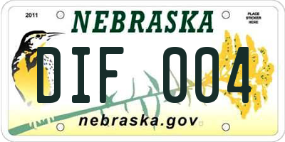NE license plate DIF004