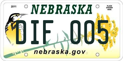 NE license plate DIF005