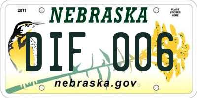 NE license plate DIF006