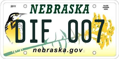NE license plate DIF007
