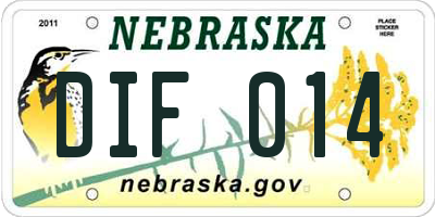 NE license plate DIF014