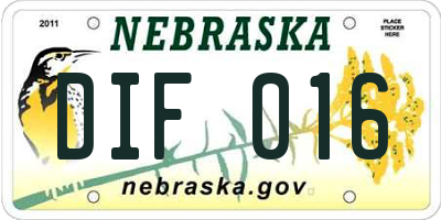 NE license plate DIF016