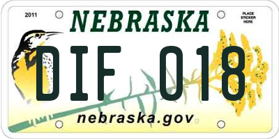 NE license plate DIF018