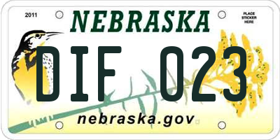 NE license plate DIF023