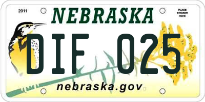 NE license plate DIF025