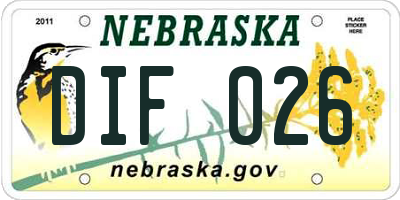 NE license plate DIF026