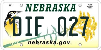 NE license plate DIF027