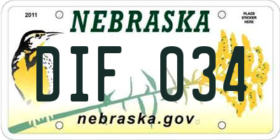 NE license plate DIF034