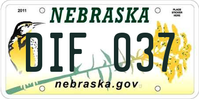 NE license plate DIF037