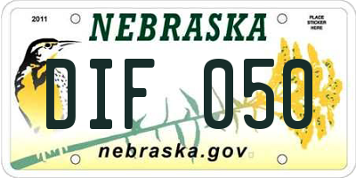NE license plate DIF050