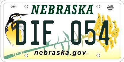 NE license plate DIF054