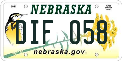 NE license plate DIF058