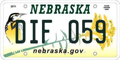NE license plate DIF059