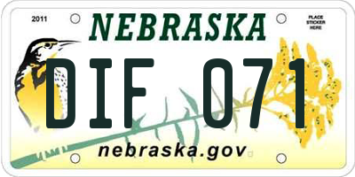 NE license plate DIF071