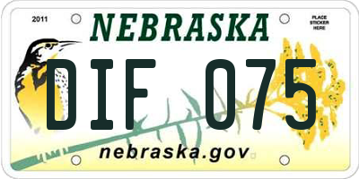 NE license plate DIF075