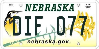 NE license plate DIF077