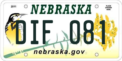 NE license plate DIF081