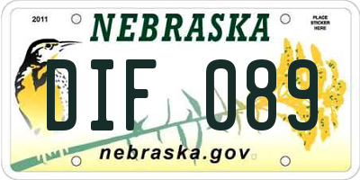 NE license plate DIF089