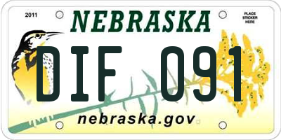 NE license plate DIF091