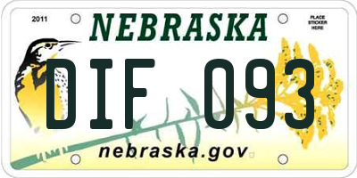 NE license plate DIF093