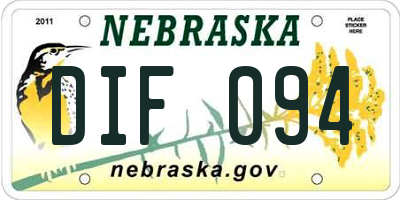 NE license plate DIF094