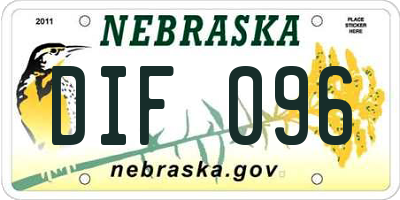 NE license plate DIF096