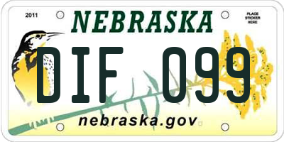 NE license plate DIF099