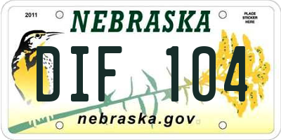 NE license plate DIF104