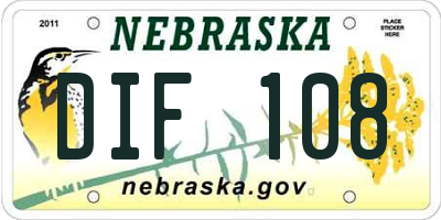 NE license plate DIF108