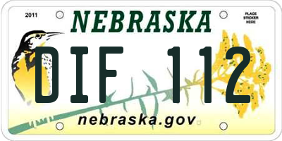 NE license plate DIF112
