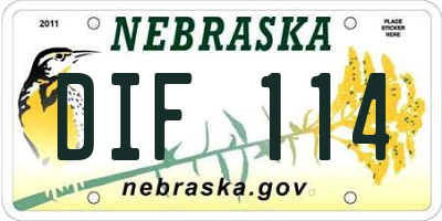 NE license plate DIF114