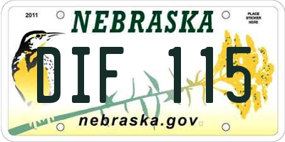 NE license plate DIF115
