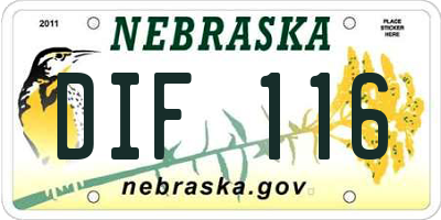 NE license plate DIF116