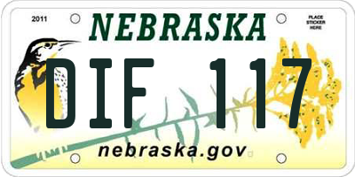 NE license plate DIF117