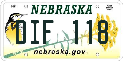 NE license plate DIF118